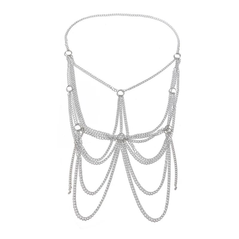 Fashion Luxury Multilayer Metal Tassels Waist Belly Chain Necklace for Men Punk Summer Party Beach Body Jewelry Accessories