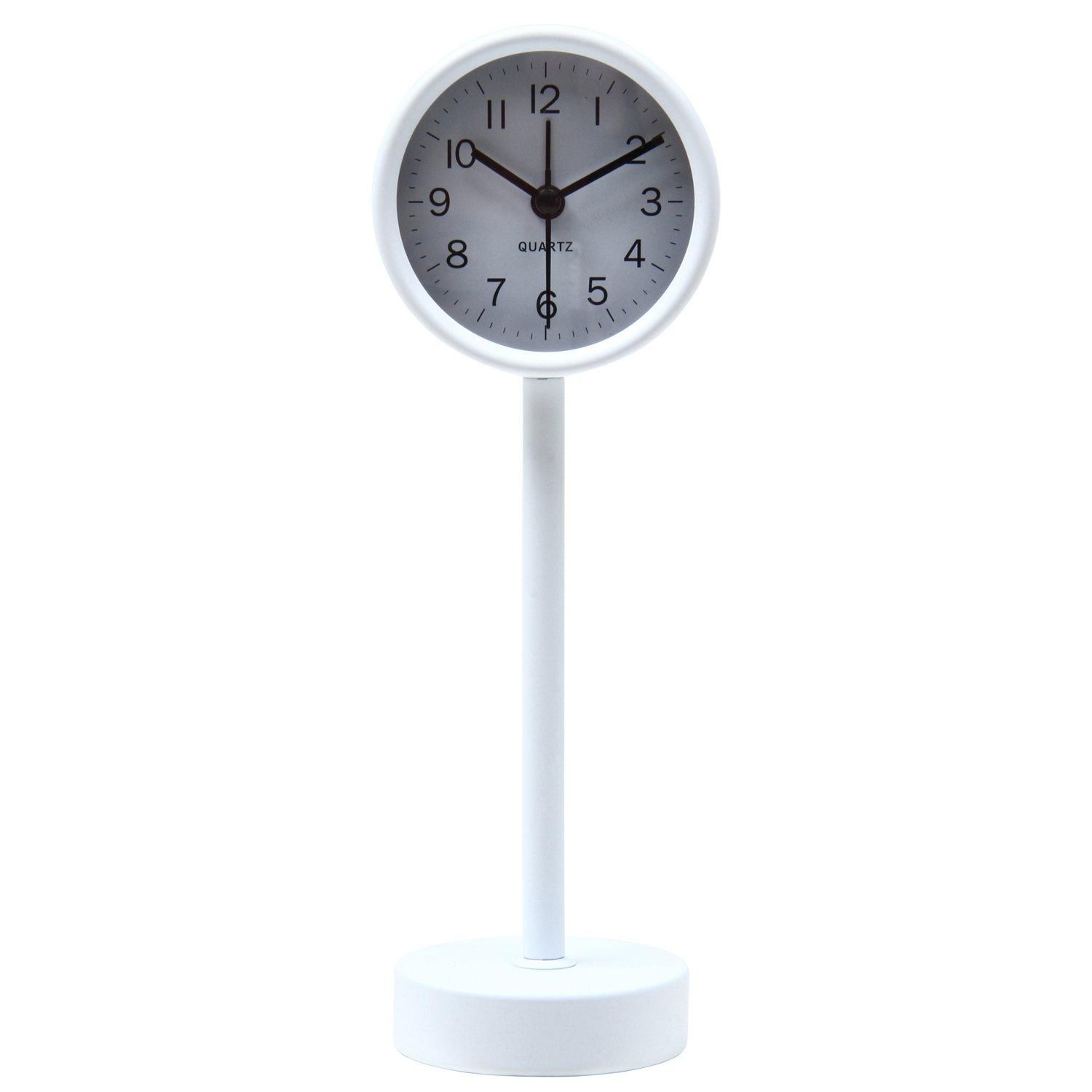 

Fuji Boeki Table Clock, 22.5cm Tall, White, Sweep, Continuous Second Hand, Silent, Stand, 99055