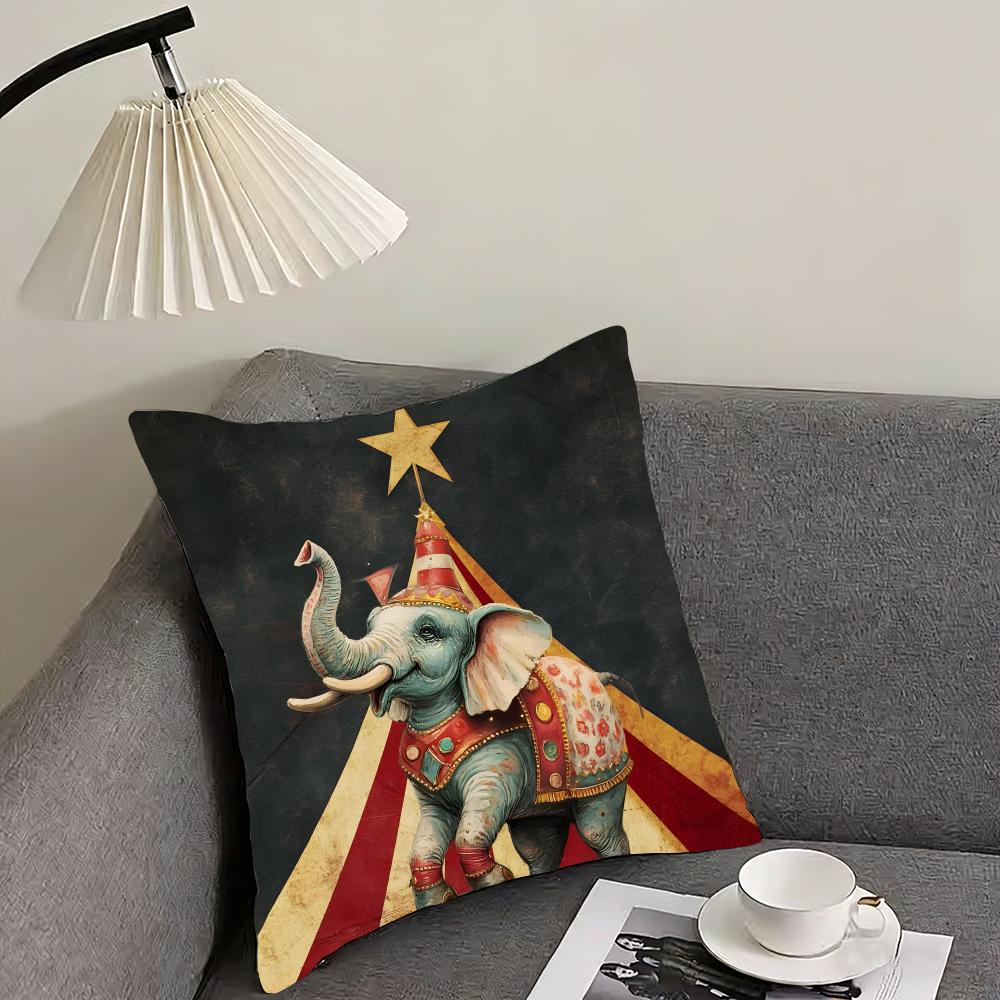 Carnival Circus Fashion Cushion Cover Pillowcase Ultra Soft Skin Friendly Fabric Cloud Like Comfort Concealed Zipper