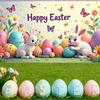Happy Easter Backdrop Banner Easter Egg Bunnies Photography Prop Decorations Garden Party Supplies Background Spring Decor