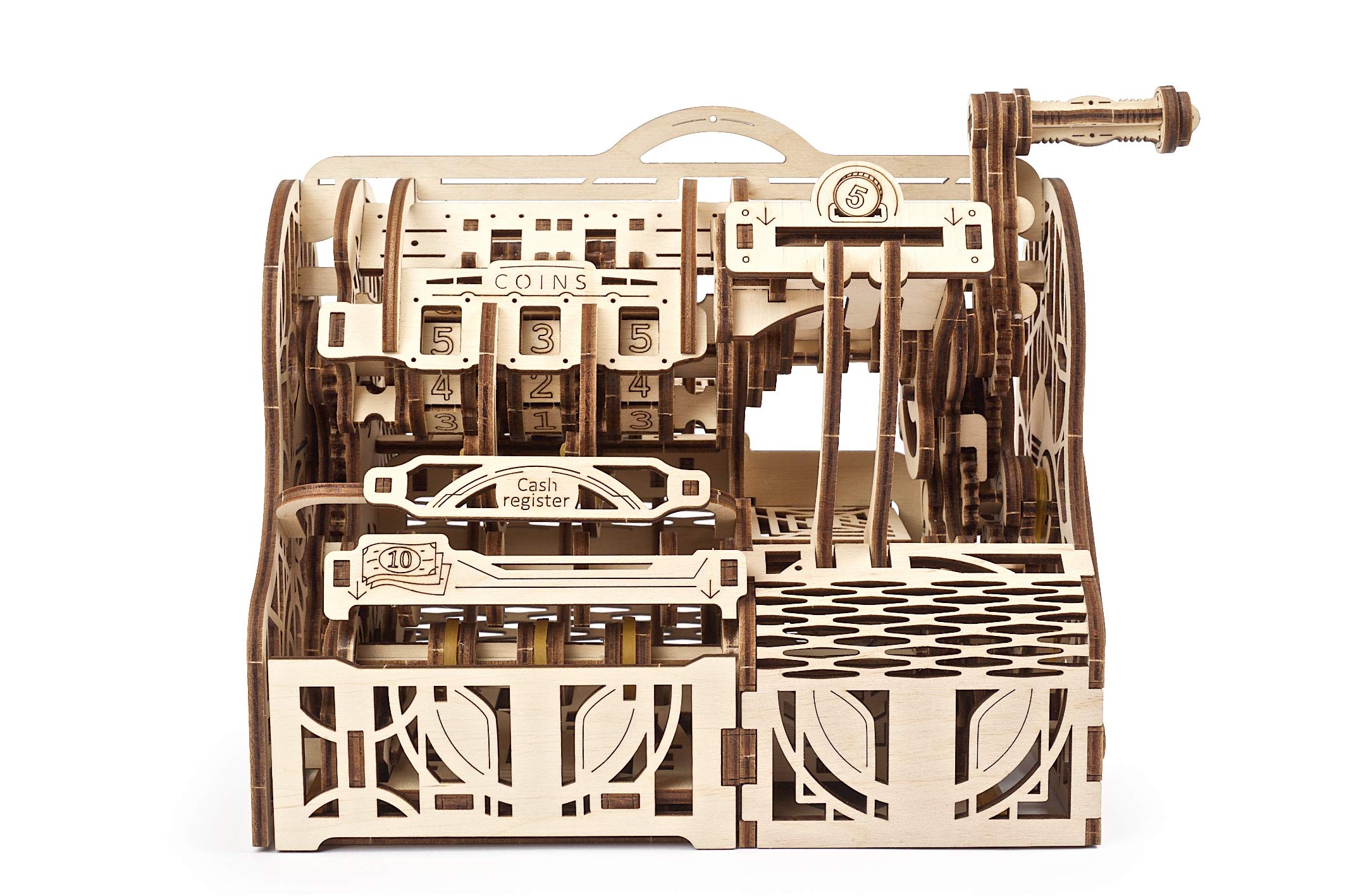 

Ugears Cash Register 70136 Wooden Puzzle Piggy Bank No Glue or Tools Required 3D Puzzle with Assembly Instructions