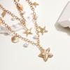 European and American vacation double-layer starfish shell necklace, conch pendant, women's collarbone chain, seaside beach accessories