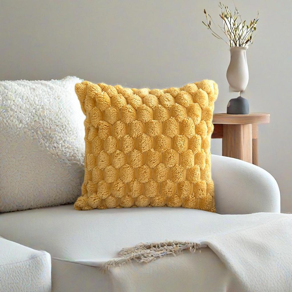 Imitation Rabbit Fur Cushion Cover - Plush Pineapple Pattern for Sofa or Bedroom