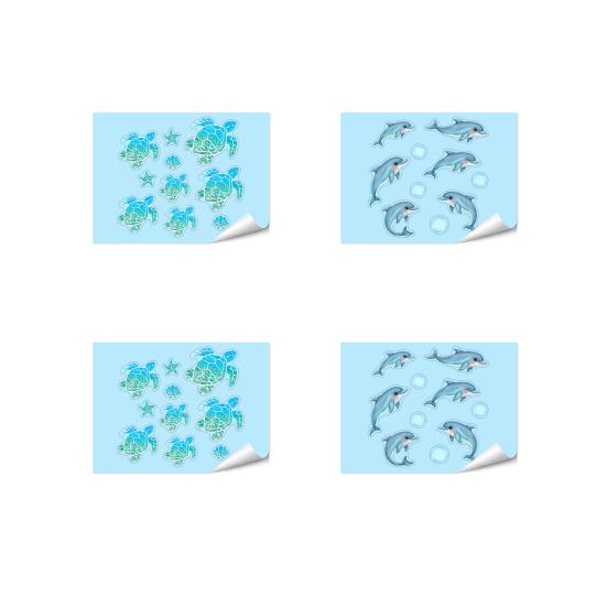 Glow in The Dark Ocean Sink Sticker Self-Adhesive Waterproof Bathroom Decals Cute Turtles Dolphins Sea Animal PVC Sticker for Sinks Bathtubs