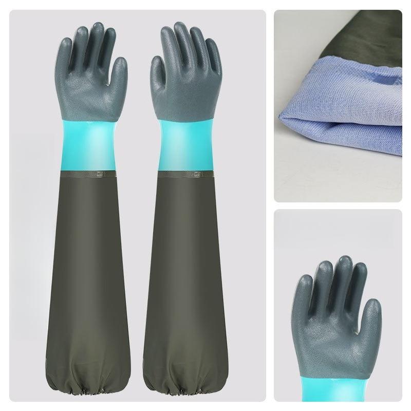 Aquatic Gloves Extended Waterproof 70cm Plush Wear Resistant Labor Protection Long Sleeve Thickened