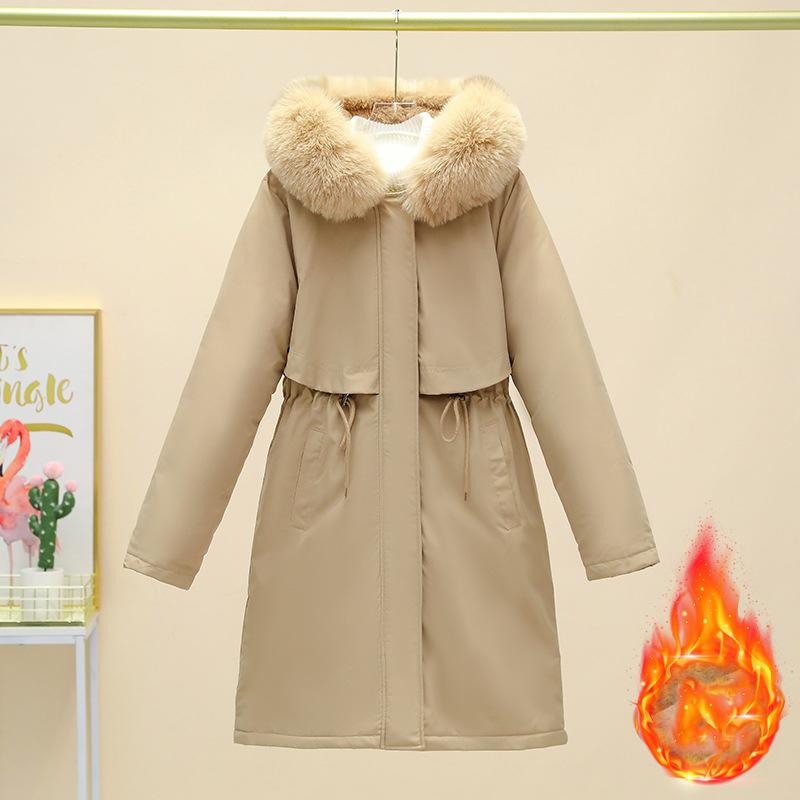 Plus Samt Verdickte Parker Jacke Damenjacke Damen Winter Locker Pelzkragen Damen