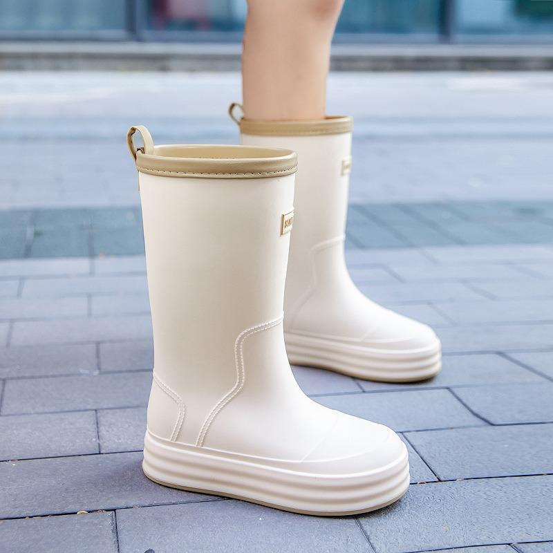Rain shoes women's adult fashion long tube water shoes women's velvet warm rain boots waterproof and non-slip kitchen rubber shoes wear-resistant