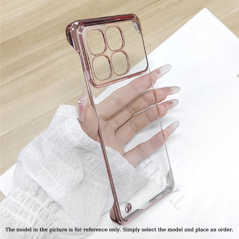 Plating Frameless Transparent Phone Case For Xiaomi Redmi K80 Pro Champion Shockproof Bumper Colorful Hard Shell Protective Back Cover