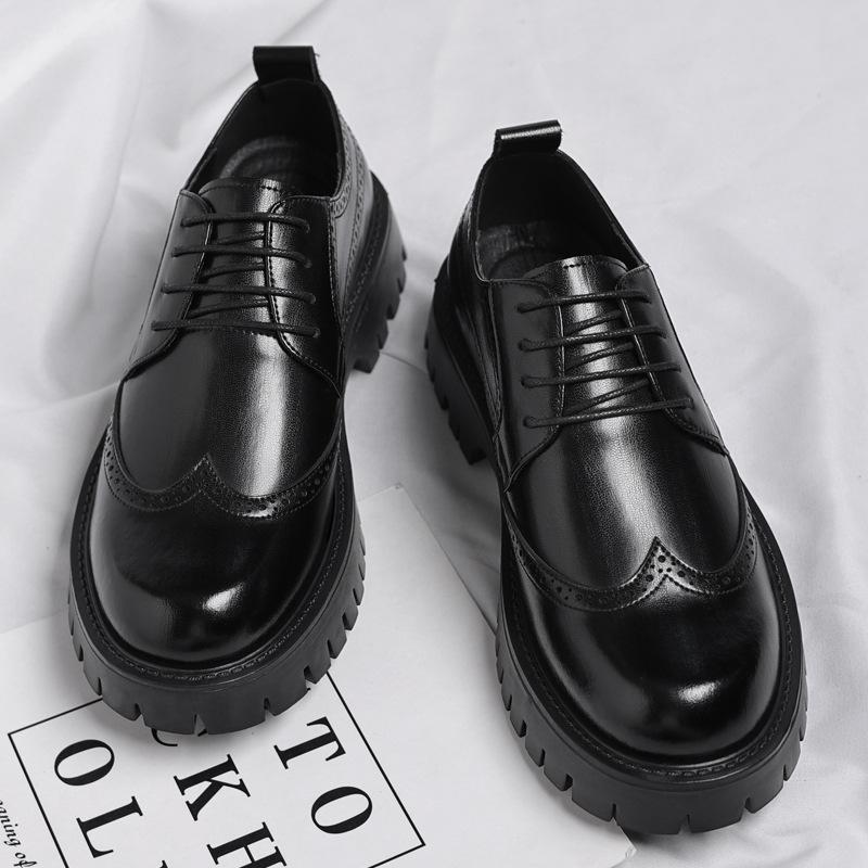 Leather shoes men's 2025 new autumn fashion men's casual Brock British casual wedding groom shoes