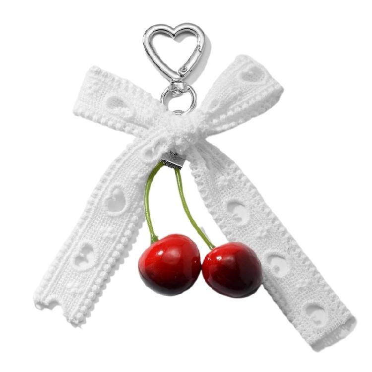 Multipurpose Love Cherrys Bowknot Charm Portable Key Holder for Stylish Women Practical Bag Accessory for Daily Use
