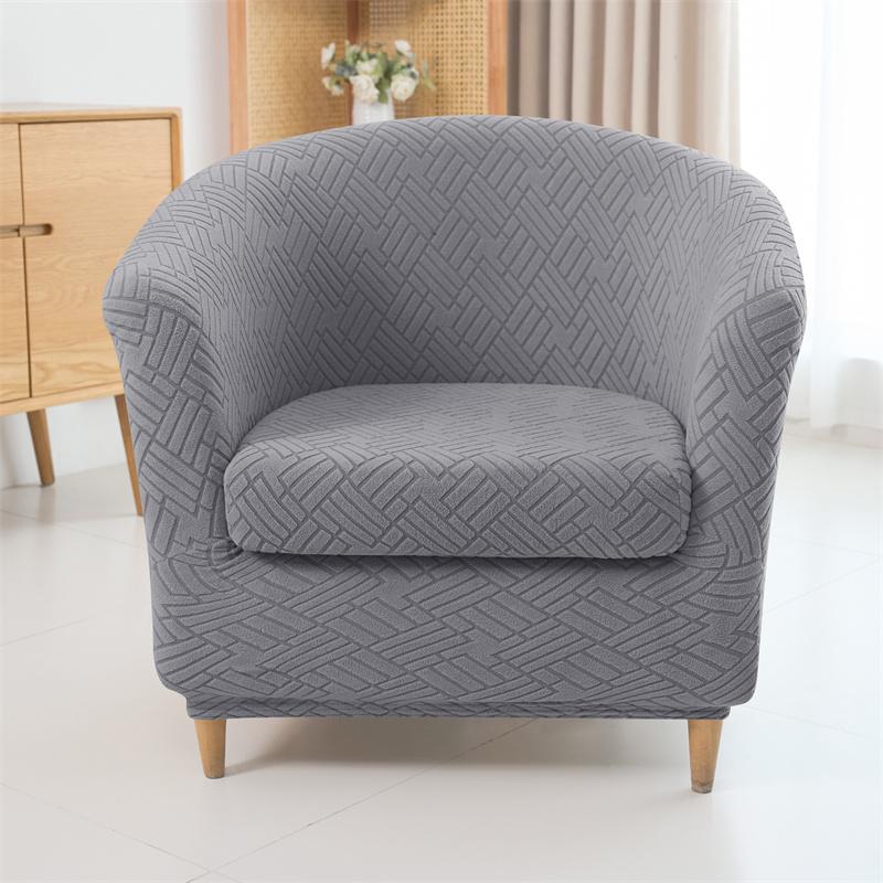 2pcs/set Jacquard Club Tub Chair Cover with Cushion Cover Elastic Armchair Slipcover Non Slip Couch Cover Furniture Protector