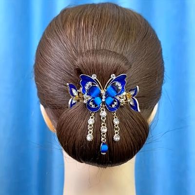 1PC High-end Butterfly Tassel Grab Clip Temperament Elegant Horizontal Clip Crab Clip Back of Head Ponytail Clip Top Clip