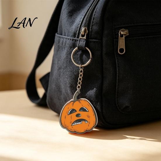 Double Sided Key Holder Halloween Creepy Pumpkin Acrylic Keychain, Double-sided Head Ring Car for Backpacks, Decorative Chain Holiday Party Favors