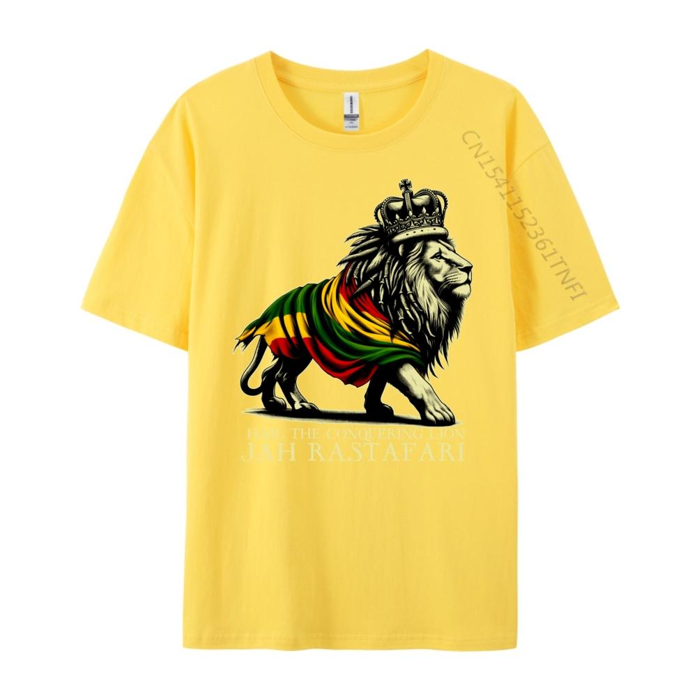 Hail The Lion Of Judah Reggae Rastafari Jah Jah Bless Rasta Graphic Tees Men Limited Time Special Valentine's Day Tshirts