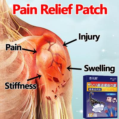 Pain Relief Patch - Soothing Gel for Muscle & Joint Discomfort - Long-Lasting, Fast-Acting Formula - 12/Pcs