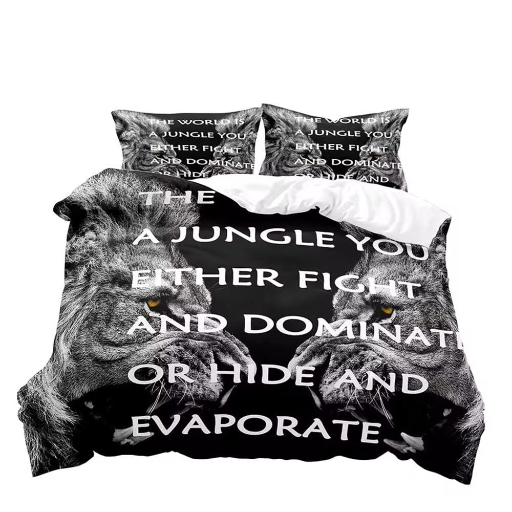 3-teiliges König und Königin Bettwäscheset, Afrikanische Safari Tier Schwarz Bettwäsche, Bettdeckenbezug, Schlafzimmerdekor für Paare Doppelgröße