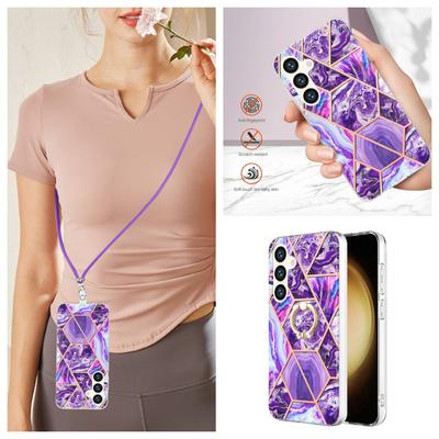 Mavi-yeşil Eklemeli Mermer Çıkarılabilir Tokalı Kordon veya Düşme Önleyici Halka veya Samsung iPhone Xiaomi Redmi Oppo Nokia Moto... için Pürüzsüz Tasarım Kılıf