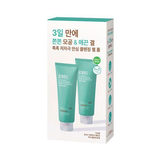 Acwell Licorice Water PH Balancing Pore Cleansing Gel Foam Double Pack (160ml+160ml)