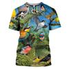 Colorful Animal Parrot T-Shirt Men's Clothing Crew Neck 3D Print Fun Birds Hip-Hop Harajuku Style Printed Top