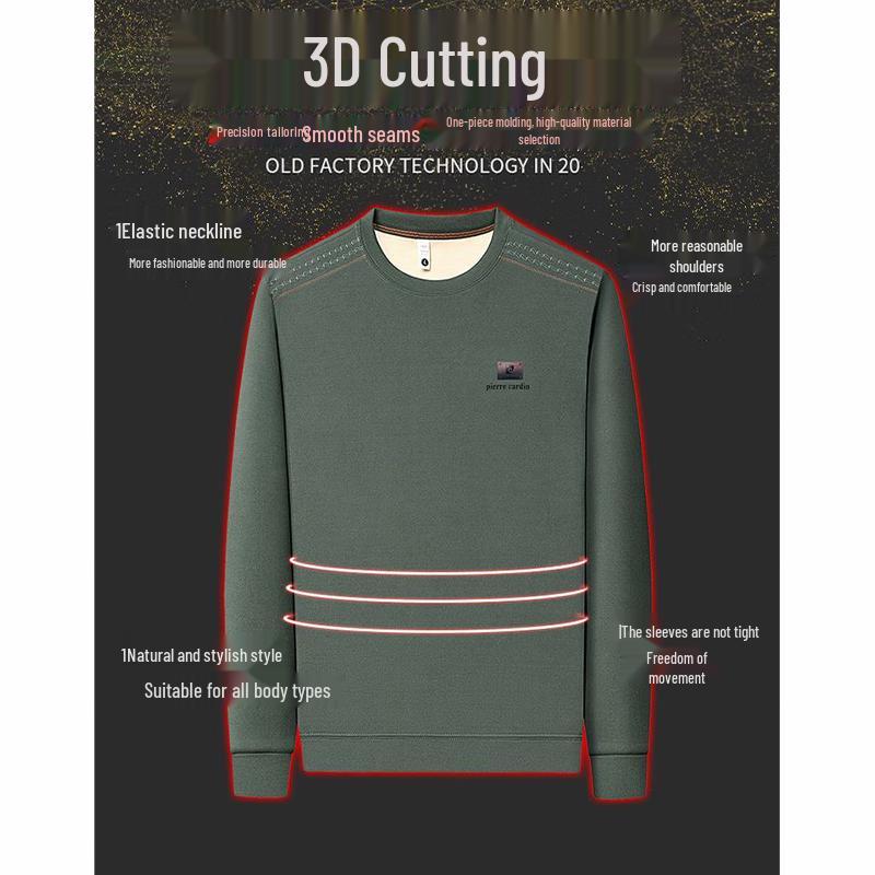 Luomeng Men's Winter Fleece Lined Round Neck Sweatshirt BY062