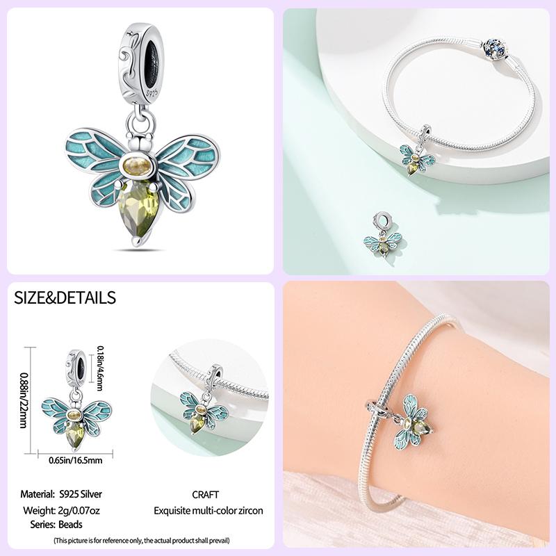 100% Copper Exquisite Cubic Zircon Butterfly Bee Ladybug Charms Bead Fit Qikaola Original Bracelet Fine Diy Jewelry