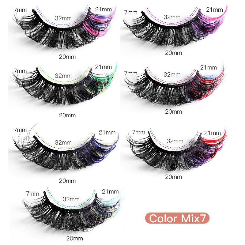 3D Mink Colored False Eyelashes Vibrant Color Fluffy Natural Soft Lashes Eye Makeup For Performances Stage Events