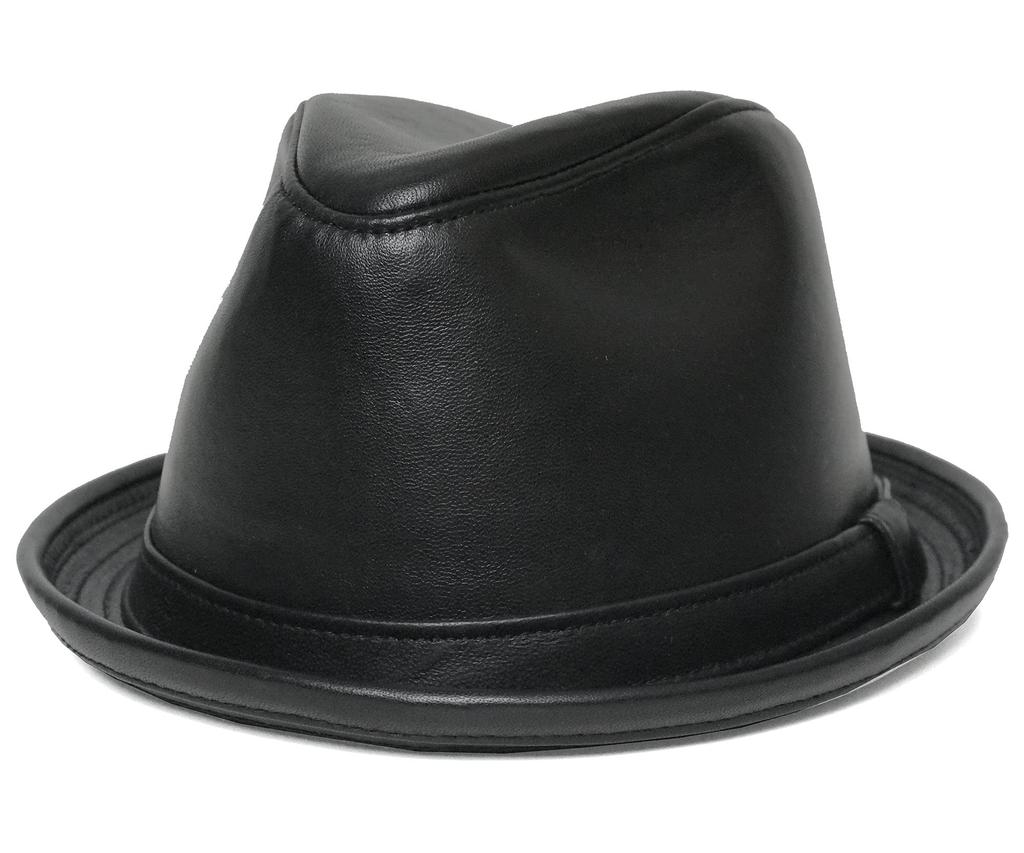 [New York Hat] 9204 Lambskin Fedora (Black, L)