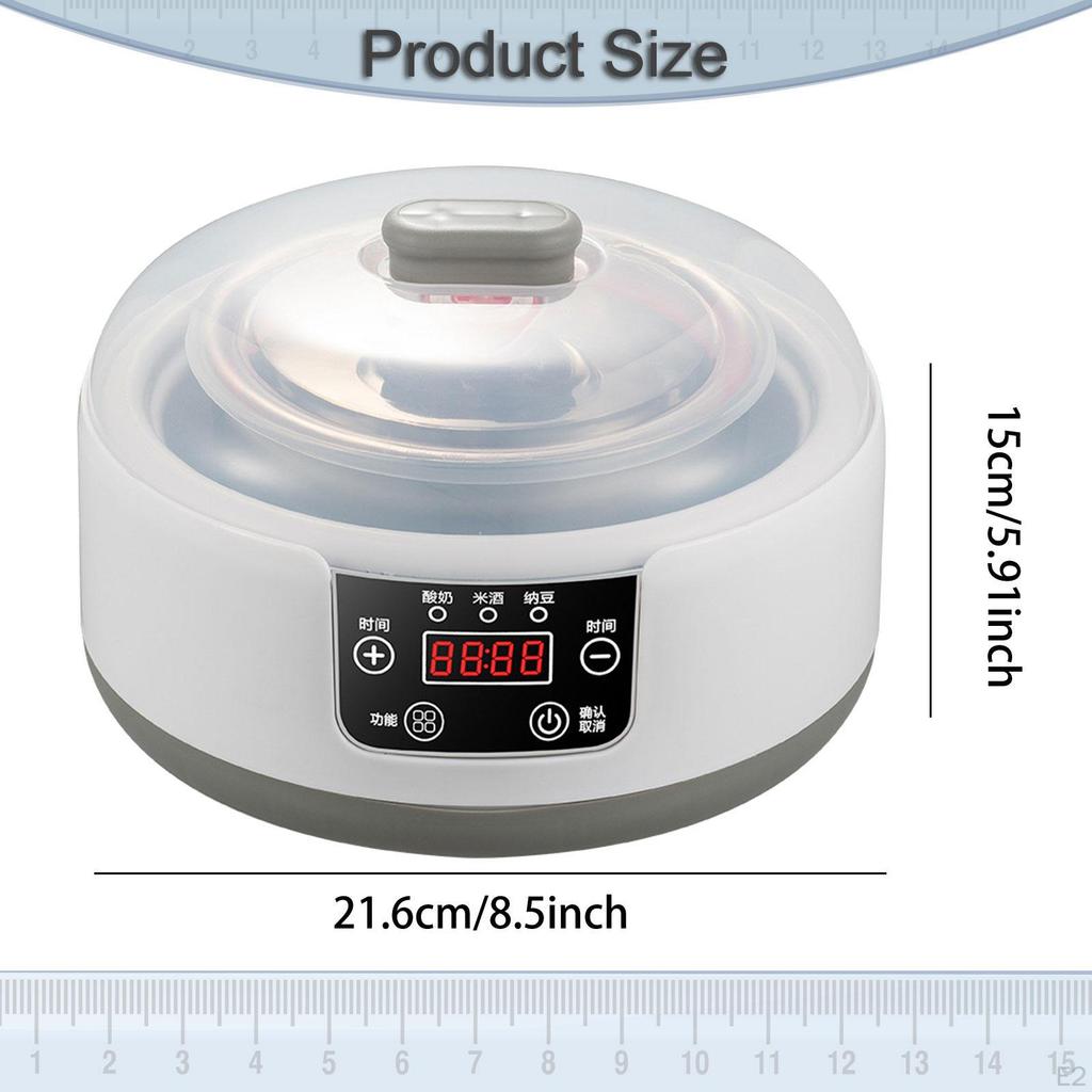 Electric Yogurt Maker Machine Natto Digital Display with 5 Glass Jars Automatic Household