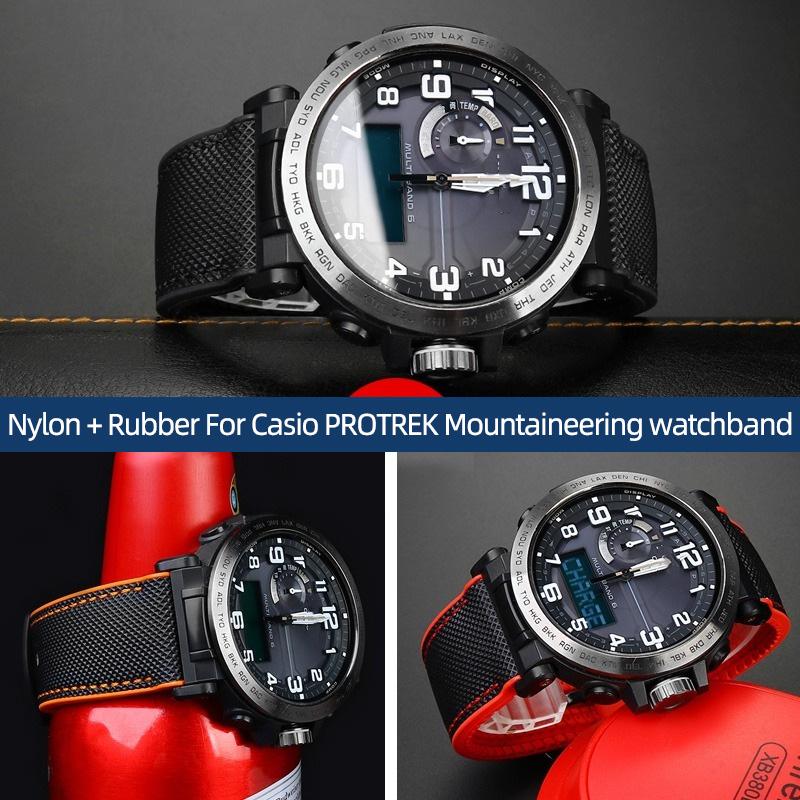 Classic 24mm Sports Nylon + Rubber For Casio PROTREK Mountaineering watchband PRG-600/PRG-650 PRW-6600/ PRW-6800 Bracelet Men Strap