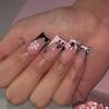 Square Press On Nail Flower Fake Nail Glues On Nail Artificial Acrylic Nail 24pcs Stick On Nail for Womens and Girls