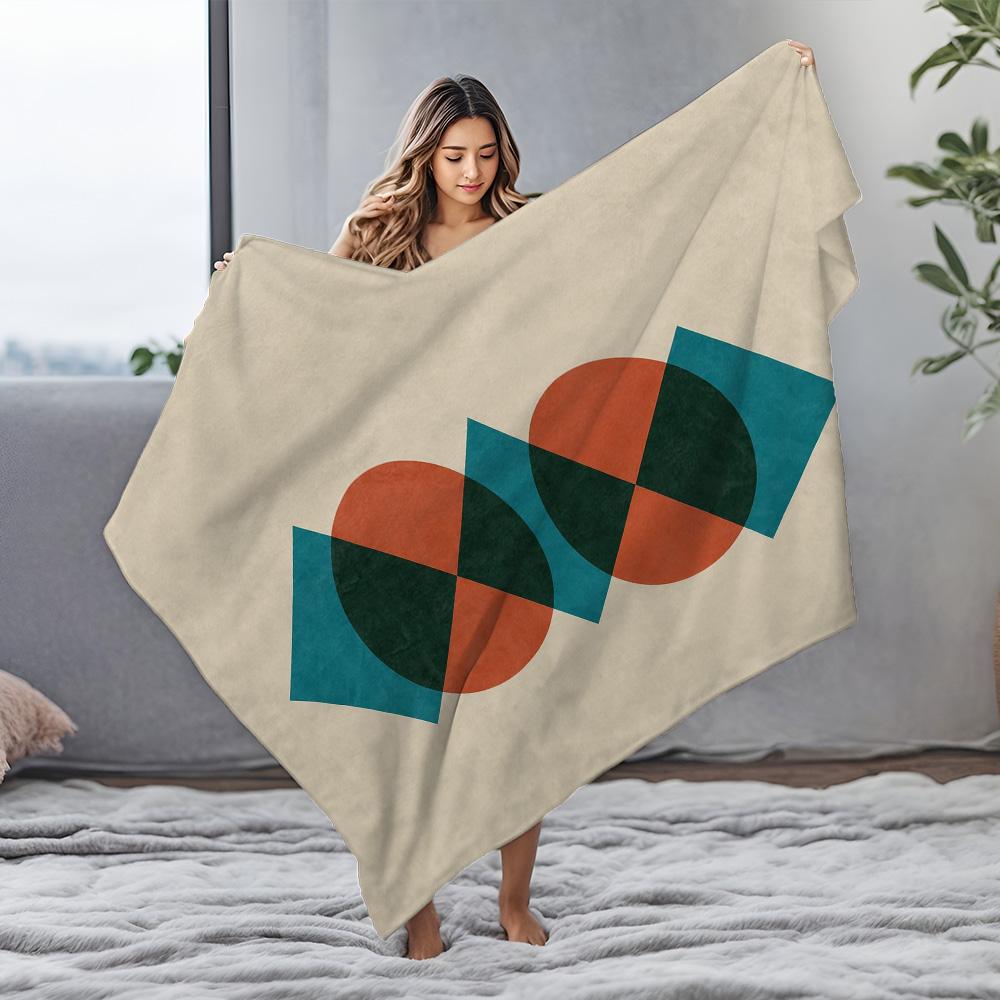 Geometric Pattern Fleece Blanket Sofa Bed Throw Soft Warm Decorative Throw Blanket Gift Cushion Cover