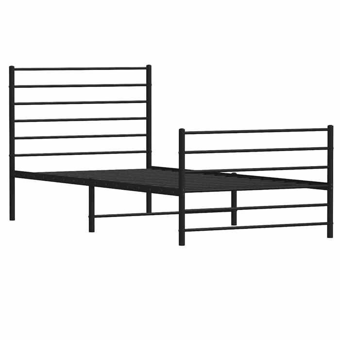 VidaXL Metal Bed Frame with Headboard-Footboard Black 75x190 Cm 352327