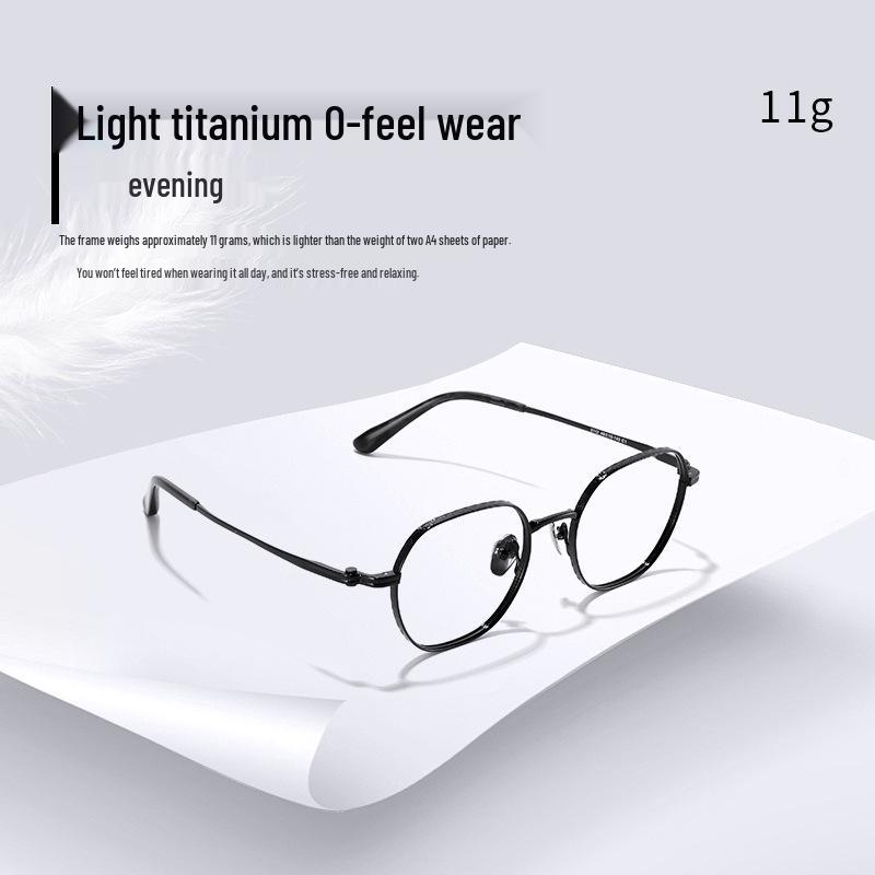 Retro Japanese Titanium Small Frame Myopia Glasses: High-Prescription, Polygonal, Wide Rim for Small Faces
