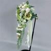 Delicate LimeGreen Rose Display Bouquets Artificial Flower Decorations Bride and Bridesmaids Long Bouquets for Wedding