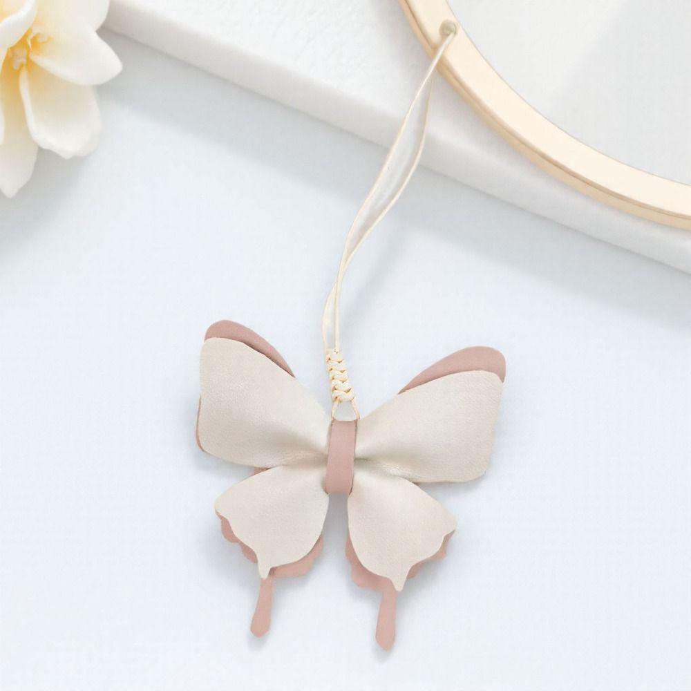 PU Leather Butterfly Bag Pendant Cute Car Key Chains Casual Fresh Backpack Decoration  Woman