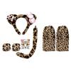Set de accesorii pentru costum cu uzură rapidă pentru adulți, Bandă pentru urechi cu imprimeu animal, Coadă, Brățări pentru încheieturi și Manșete pentru gambe pentru petreceri și look-uri Cosplay