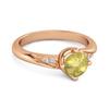 Lemon Qaurtz Classic Solitaire with Accent CZ Ring - 925 Sterling Silver Rose Gold Vermeil