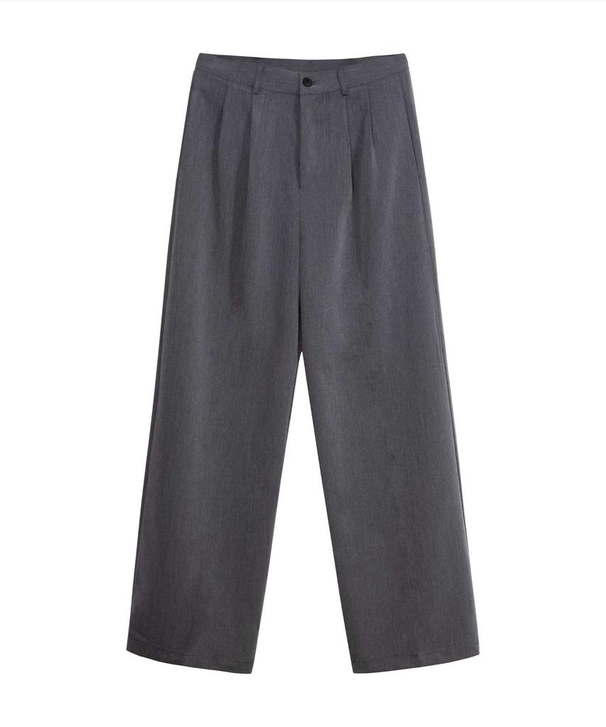 Descheuis Double-Pleat Wide Slacks [Charcoal]