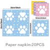 Cute Dog Paw Birthday Party Tableware Set: Cups, Napkins, Tablecloth, and Flags.