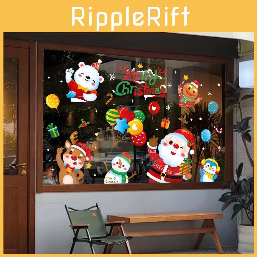 Christmas Static Electricity Stickers With Santa Claus Reindeer Snowman Design