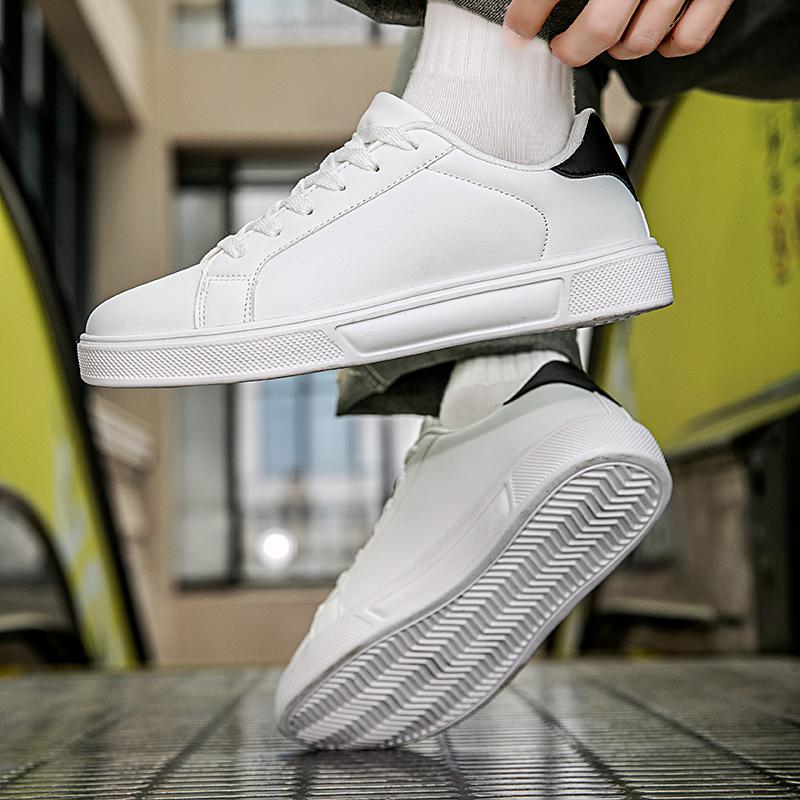 Business Casual Men's Shoes Soft Women Shoes Comfortable Casual PU Leather Shoes for Men 2025 Autumn Solid White Men Sneakers