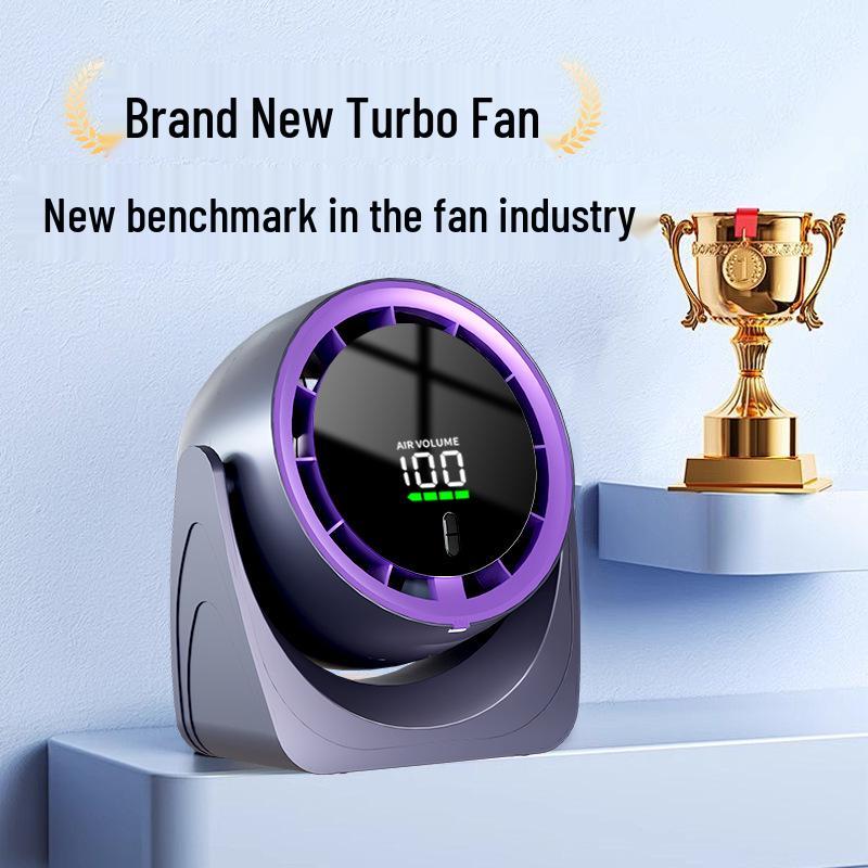 Compact USB Charging Desktop Fan with Digital Display and Wall-Mount Option