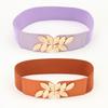 Ladies Waist Seal Alloy Leaf Buckle Elastic Band Dress Shirt With Clothing Belt