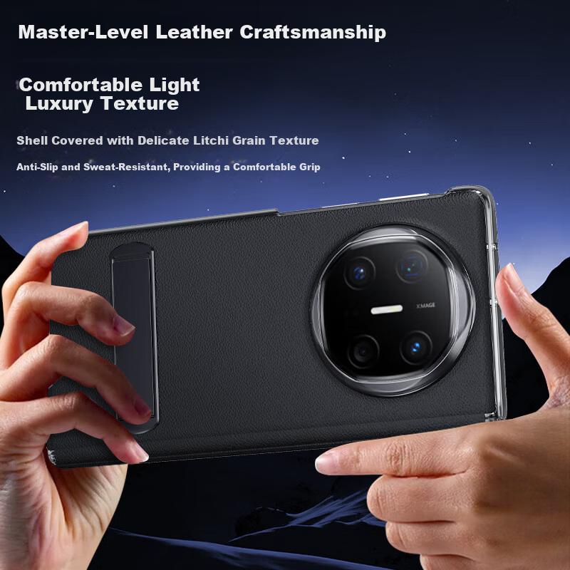 ESCASE Magnetic Axis Stand Case for Huawei MateX6 Foldable Screen Business Edition Ultra-Thin Drop-Proof Lens Protection Cover Black