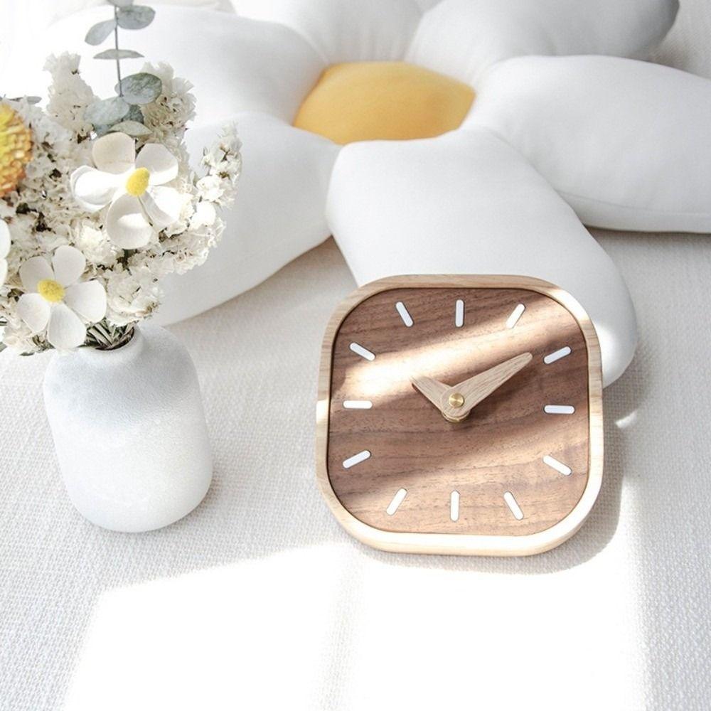 Home Decoration Retro Tabletop Clock Exquisite Wooden Desk Clock Decorative Bedside Table Clock Study Room