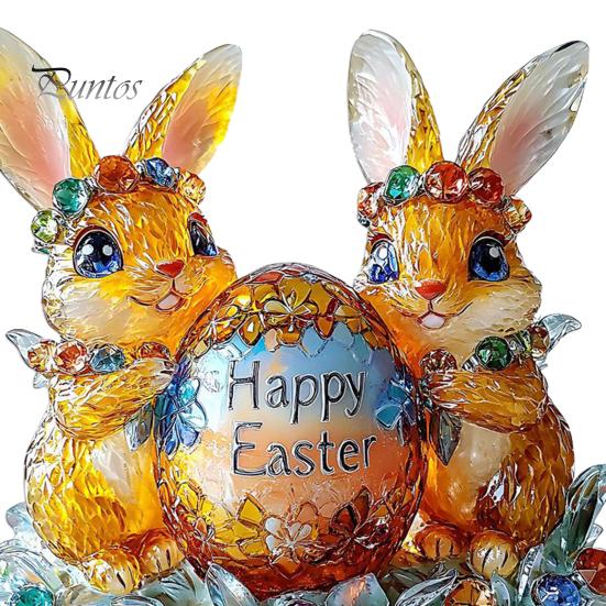 Пасхальный кролик, украшение 2D, плоское акриловое украшение, мультяшный красочный пасхальный кролик, яйцо, настольное украшение для пасхального каминного стола, центральное украшение