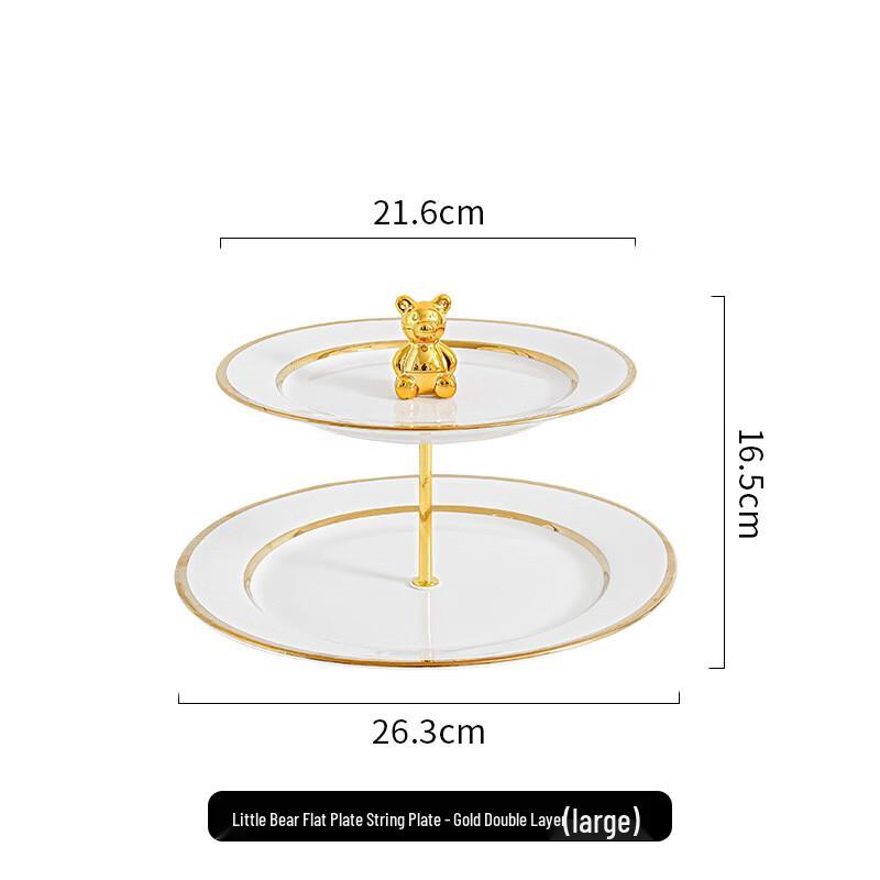Gold Two-Tier Ceramic Fruit and Dessert Stand