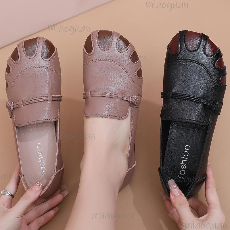 Fashion Comfortable Non-Slip Flat Shoes Elderly Women Soft Sole Leather Moccasins for Women's Spring Fall Casual Shoes Zapatos De Mujer