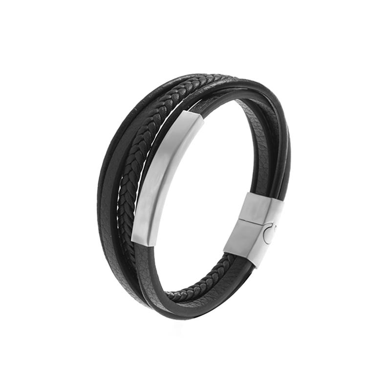 Classic Punk Metal Magnetic Clasp Multilayer Leather Bracelet for Men High Quality Handsome Party Jewelry Male Birthday Gift