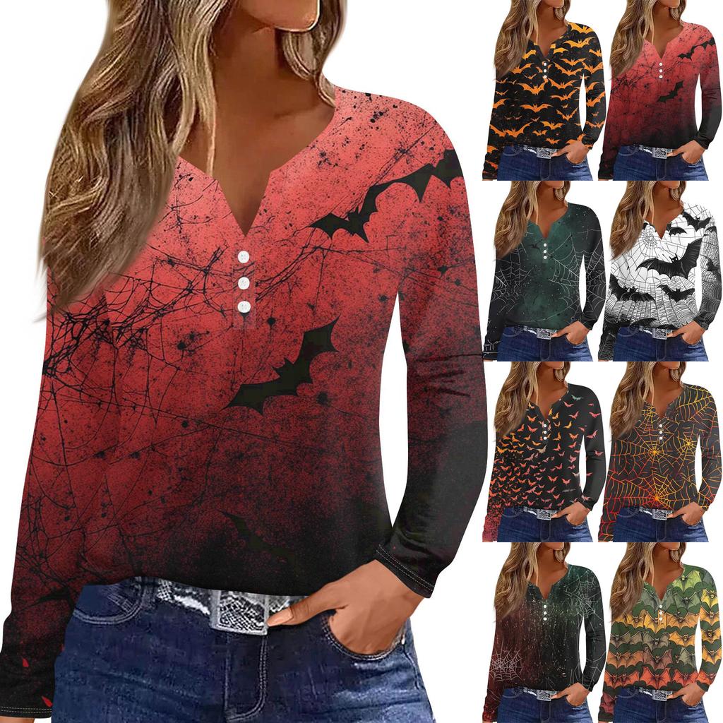 Women's T Shirt Tee Button Long Sleeve Daily Weekend Fashion Basic V- Neck Regular Top